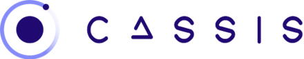Logo with the word "Cassis" in blue, featuring a circular icon with a dot and ring to the left.