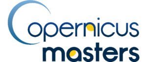 Logo with the text "Copernicus Masters" in blue, featuring yellow dot accents above the 'e' and 'u'.
