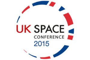 Logo for the UK Space Conference 2015 with red and blue circular design elements.