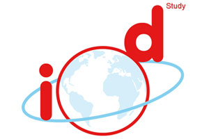 Red letters "i" and "d" with a blue Earth and orbit line; the word "Study" is in small red text.