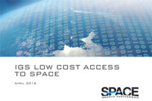 Earth from space with text overlay: "IGS Low Cost Access to Space" and "Space Growth Partnership," dated April 2016.