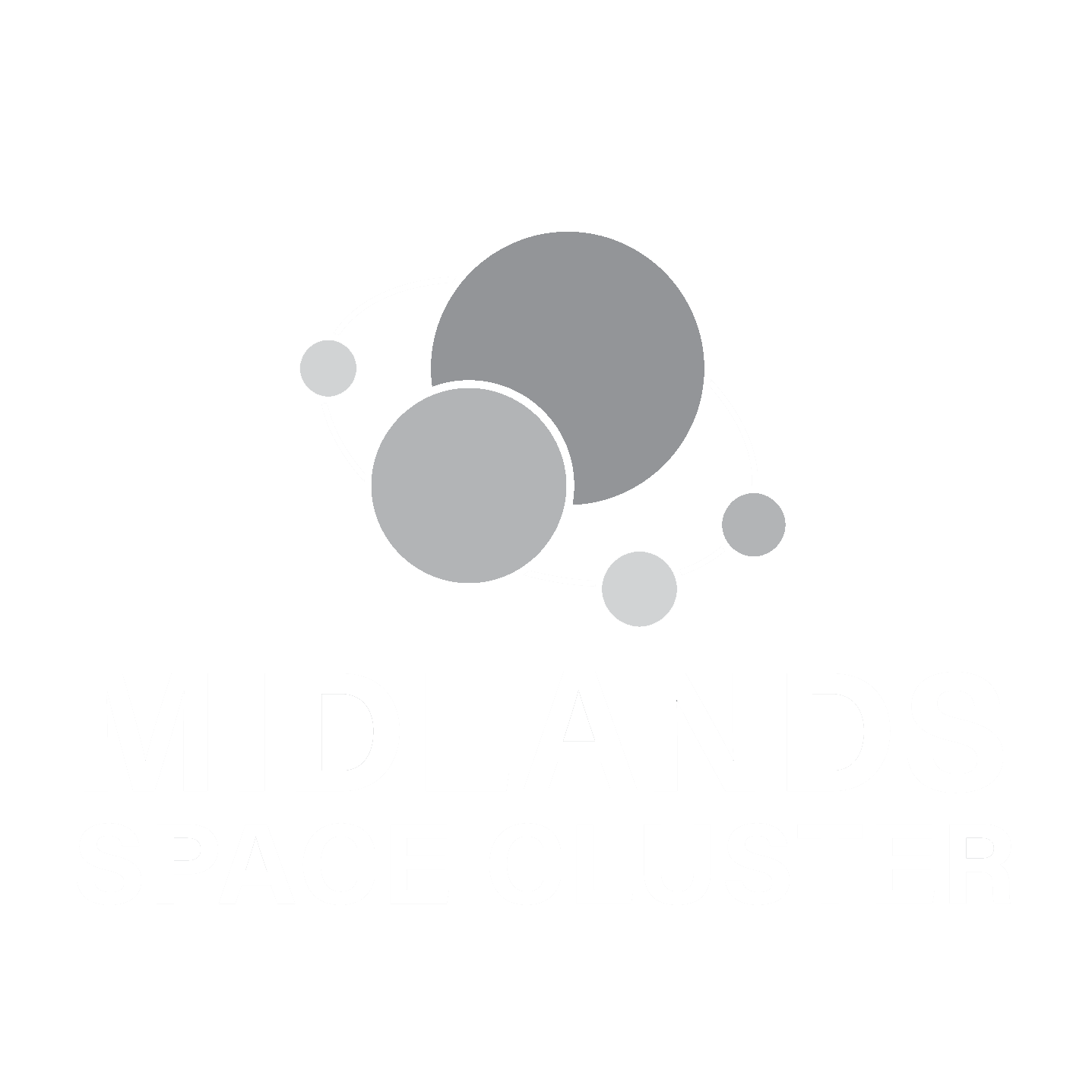 Logo with overlapping circles and orbits above the text "Midlands Space Cluster.
