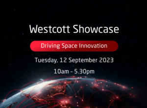 Promotional graphic for Westcott Showcase, "Driving Space Innovation," on 12 September 2023, 10am-5:30pm.