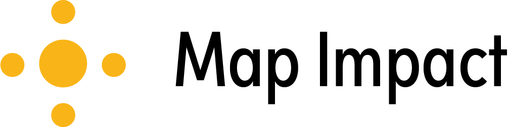 Yellow dots forming a cross next to the text "Map Impact" in black on a light background.